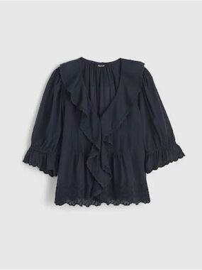 Black Ruffle Detail Blouse